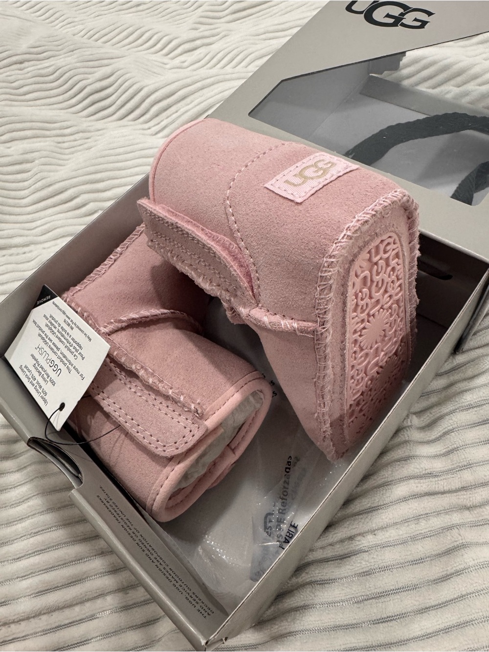 UGG Kids Blush Pink Suede Walker Booties